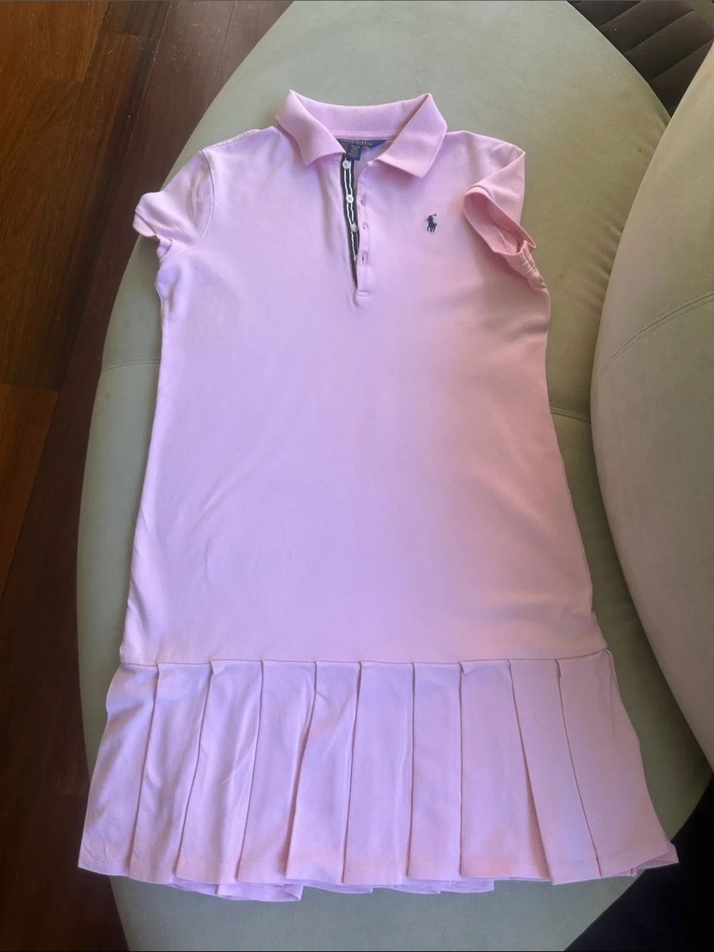 Ralph Lauren Light Pink Girls' Polo Dress with Pleated Hem